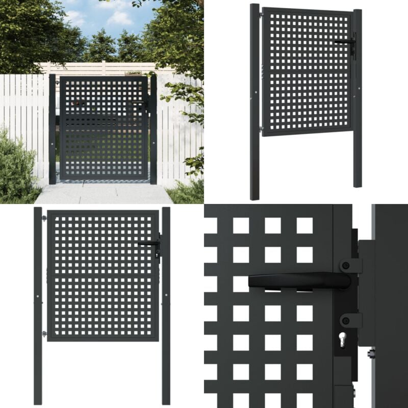 Portail de jardin anthracite 105x150 cm acier - Portail De Jardin - Portail En Acier - Clôture - Entrée De Jardin - Porte De Terrasse - Home & Living