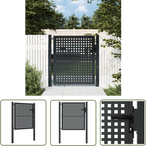 WERWING Portail de jardin anthracite 105x150 cm acier - The Living Store