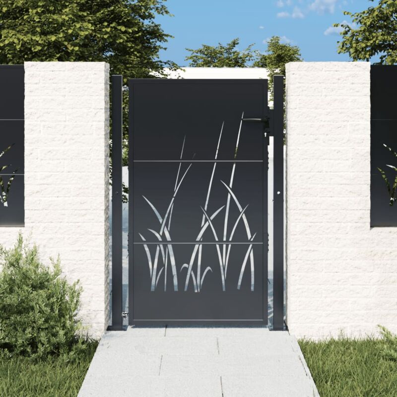 Vidaxl - Portail de jardin anthracite 105x155cm acier conception d'herbe