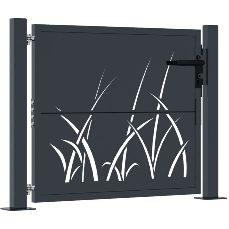 Portail de jardin anthracite 105x80 cm acier conception d'herbe Vidaxl