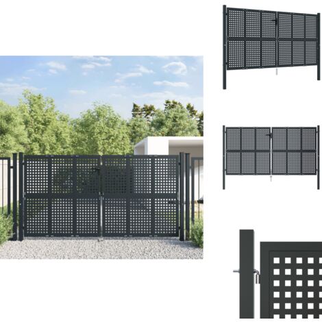 Portail de jardin anthracite 300 x 125 cm acier - Portail De Jardin - Portail En Acier - Clôture - Porte D'entrée - Porte Extérieure