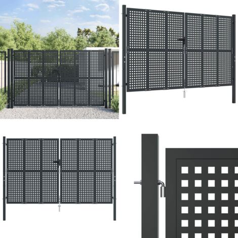 Portail de jardin anthracite 300 x 200 cm acier - Portail De Jardin - Portail En Acier - Clôture - Porte D'entrée - Porte Extérieure - Home & Living