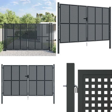 Portail de jardin anthracite 300x175 cm acier - Portail De Jardin - Portail En Acier - Clôture Aluminium - Porte D'entrée Extérieur - Portillon Sécurisé - Home & Living
