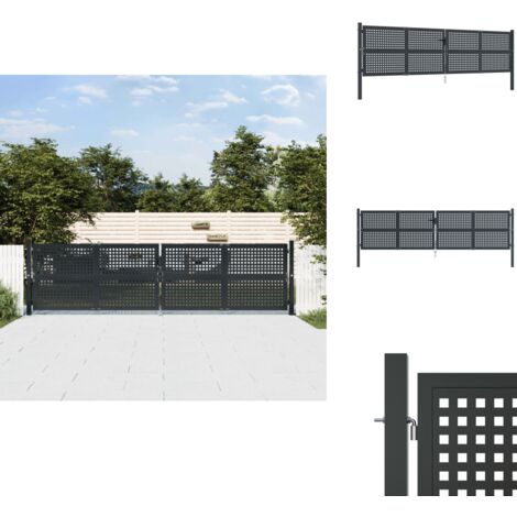 Portail de jardin anthracite 400x125 cm acier - Portail De Jardin - Portail En Acier - Clôture - Porte D'entrée - Porte Extérieure