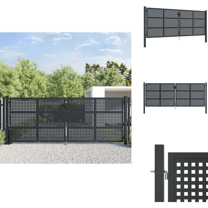 Portail de jardin anthracite 400x150 cm acier - Portail De Jardin - Portail Aluminium - Clôture Jardin - Porte D'entrée - Porte Extérieur