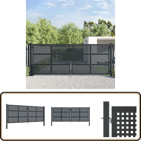 Portail de jardin anthracite 400x150 cm acier - Portail De Jardin - Portail Aluminium - Clôture Jardin - Porte D'entrée - Porte Extérieur