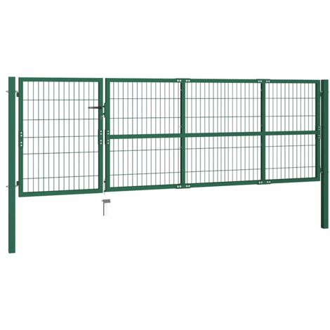 Portail de jardin avec poteaux 350 x 100 cm, acier vert