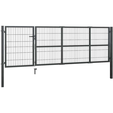 Portail de jardin avec poteaux en acier 350 x 100 cm anthracite