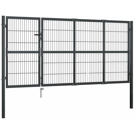 Portail de jardin avec poteaux en acier 350 x 120 cm anthracite
