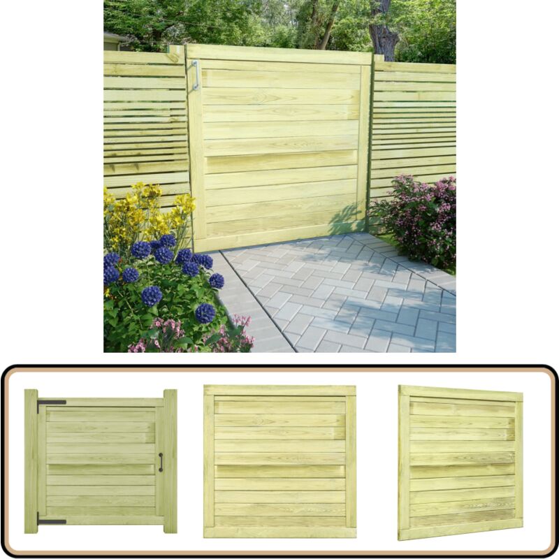 Portail de jardin Bois de pin imprégné 100x100 cm - Portail De Jardin - Portillon Bois - Clôture Bois - Entrée Jardin - Porte De Jardin