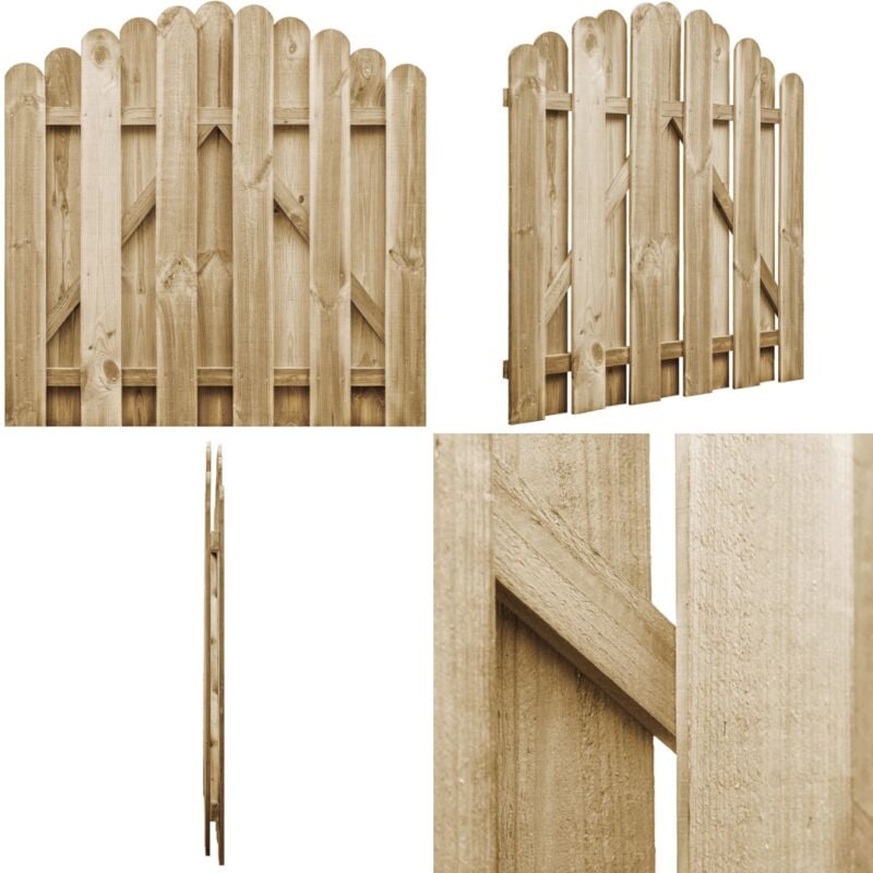 Portail de jardin Bois de pin imprégné 100x100 cm - Portail De Jardin - Portillon Bois - Clôture Bois - Porte De Clôture - Entrée Jardin - Home &