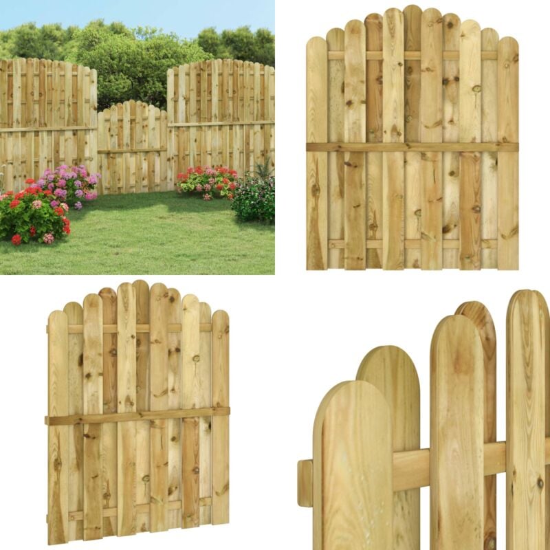 Portail de jardin Bois de pin imprégné 100x125 cm - Portail De Jardin - Portillon Bois - Clôture Bois - Entrée Jardin - Porte De Clôture - Home &
