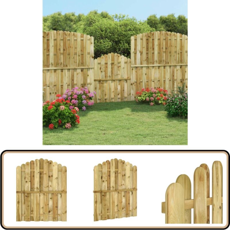 Portail de jardin Bois de pin imprégné 100x125 cm - Portail De Jardin - Portillon Bois - Clôture Bois - Entrée Jardin - Porte De Clôture