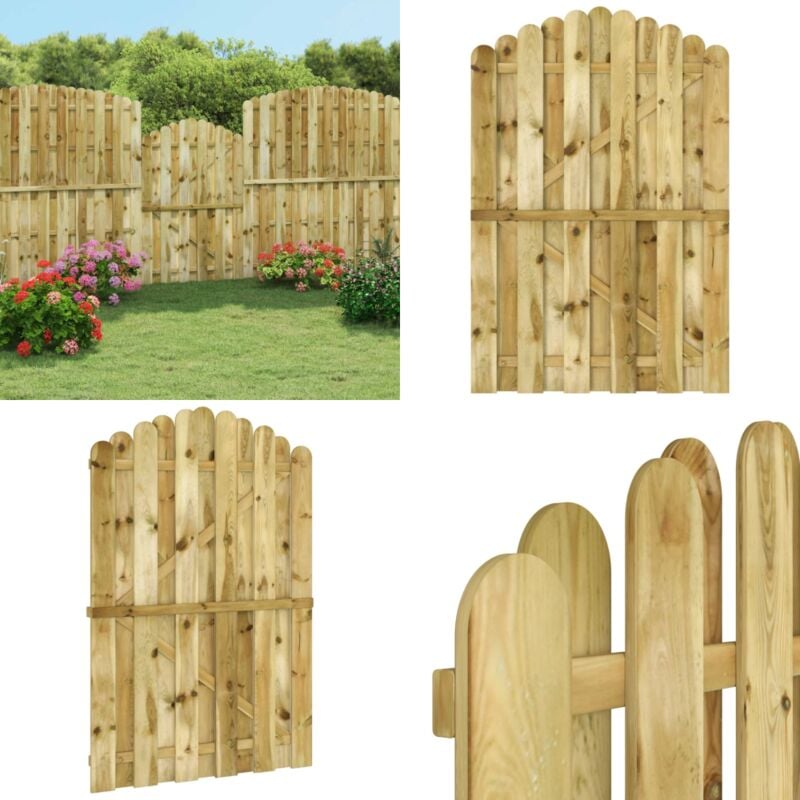 Portail de jardin Bois de pin imprégné 100x150 cm - Portail De Jardin - Portillon Bois - Clôture Bois - Porte De Clôture - Entrée Jardin - Home &