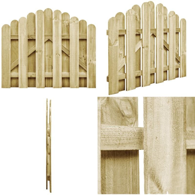 Portail de jardin bois de pin imprégné 100x75 cm - Portail De Jardin - Portillon Bois - Clôture Bois - Entrée Jardin - Porte De Clôture - Home &