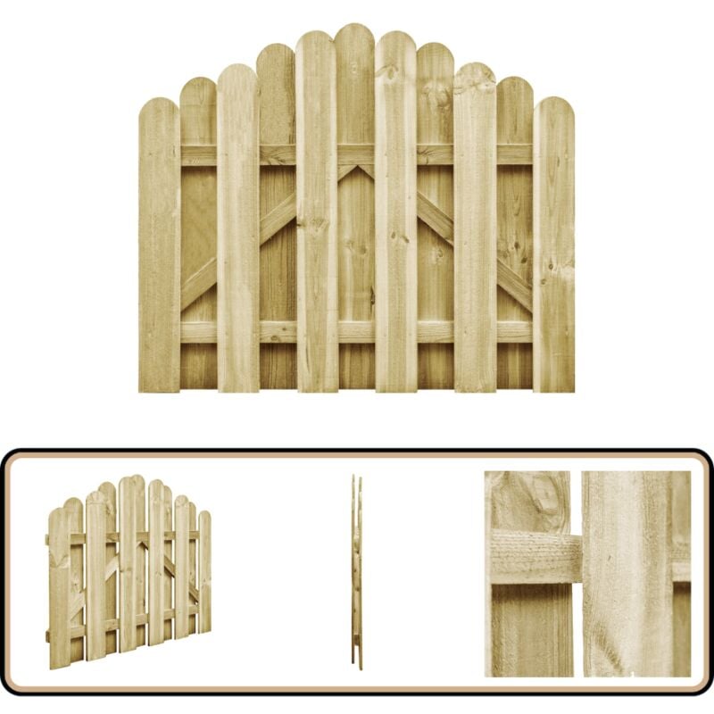 Portail de jardin bois de pin imprégné 100x75 cm - Portail De Jardin - Portillon Bois - Clôture Bois - Entrée Jardin - Porte De Clôture
