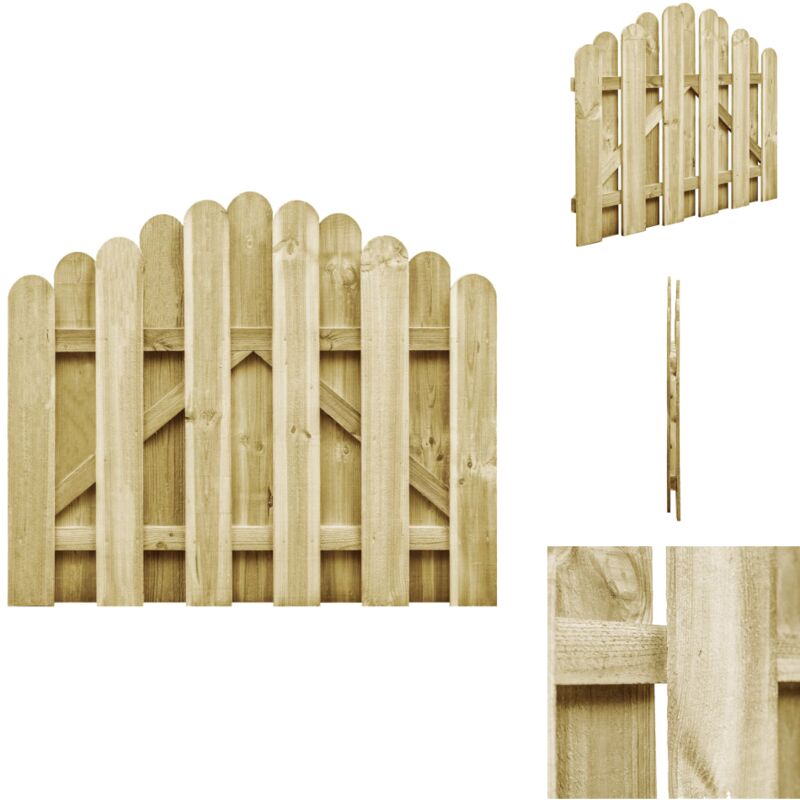 Portail de jardin bois de pin imprégné 100x75 cm - Portail De Jardin - Portillon Bois - Clôture Bois - Entrée Jardin - Porte De Clôture