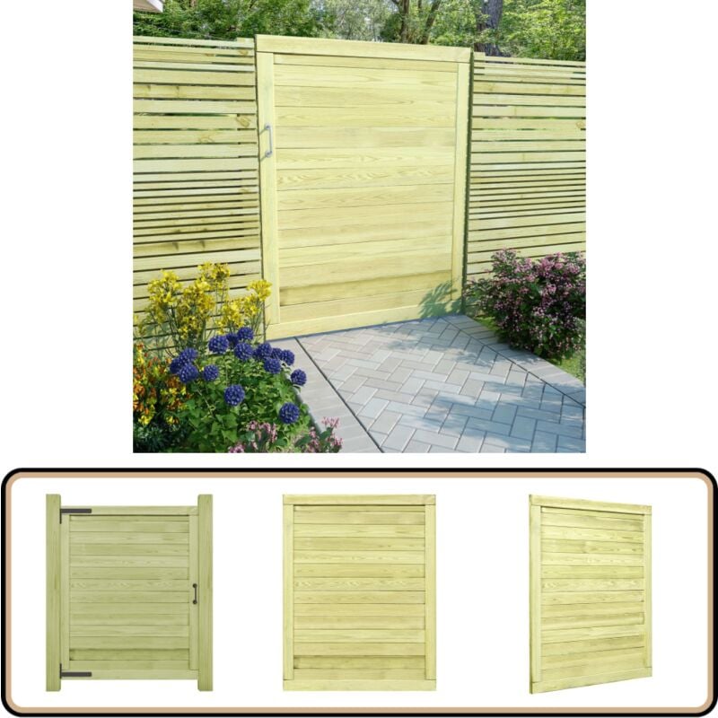 Portail de jardin Bois de pin imprégné 125x100 cm - Portail Bois - Portillon Jardin - Clôture Jardin - Entrée Jardin - Porte Jardin