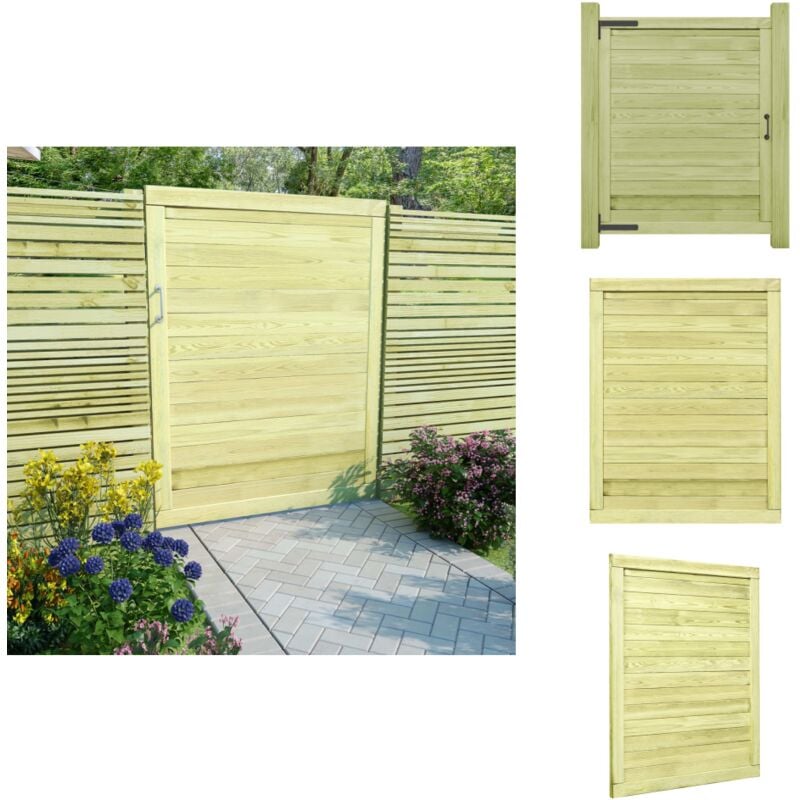 Portail de jardin Bois de pin imprégné 125x100 cm - Portail Bois - Portillon Jardin - Clôture Jardin - Entrée Jardin - Porte Jardin