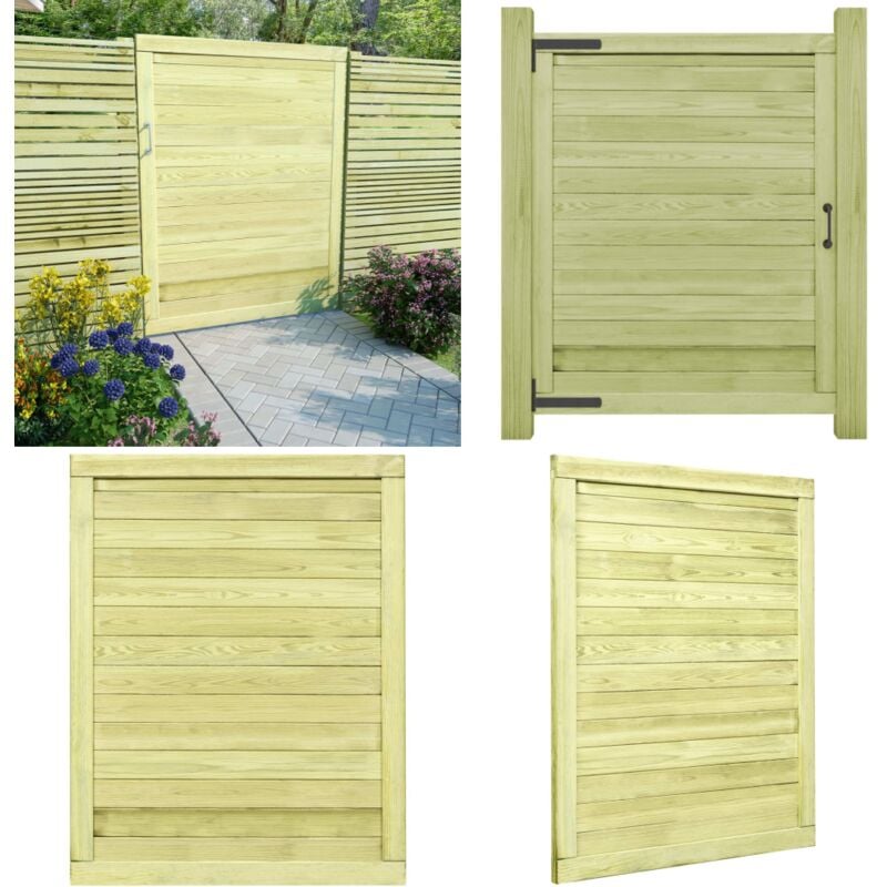 Portail de jardin Bois de pin imprégné 125x100 cm - Portail Bois - Portillon Jardin - Clôture Jardin - Entrée Jardin - Porte Jardin - Home & Living