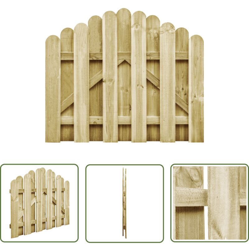 The Living Store Portail de jardin bois de pin imprégné 100x75 cm - Portail De Jardin - Portillon Bois - Clôture Bois - Entrée Jardin - Porte De