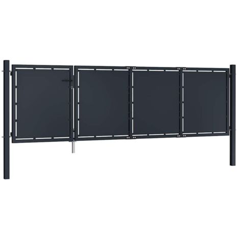 Portail de jardin en acier 350 x 75 cm anthracite