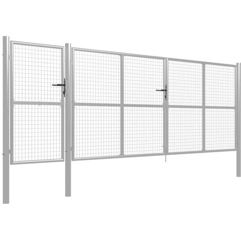 Portail de jardin en acier 500 x 150 cm argenté