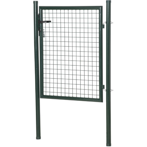 Portail de Jardin en Acier avec Serrure et 3 Clés, 97x150cm, Vert