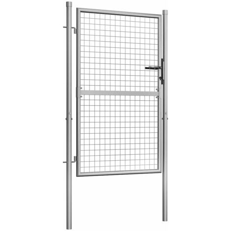 Portail de jardin en acier galvanisé 100 x 125 cm argenté