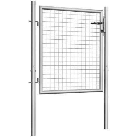 Portail de jardin en acier galvanisé 100 x 75 cm argent
