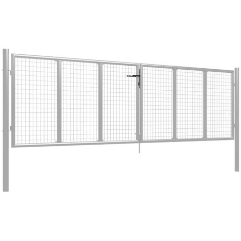 Portail de jardin en acier galvanisé 400 x 100 cm argenté