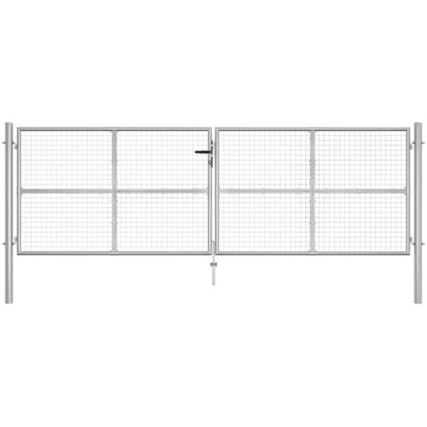 Portail de jardin en acier galvanisé 400 x 125 cm argent