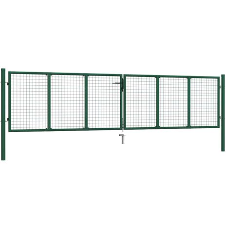 Portail de jardin en acier grillagé 400 x 75 cm vert
