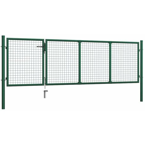 Portail de jardin en acier vert 350 x 100 cm