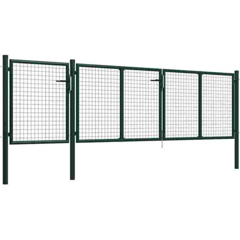Portail de jardin en acier vert 400 x 100 cm