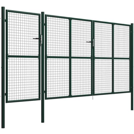Portail de jardin en acier vert 400 x 150 cm