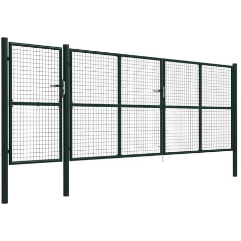 Portail de jardin en acier vert 500 x 150 cm
