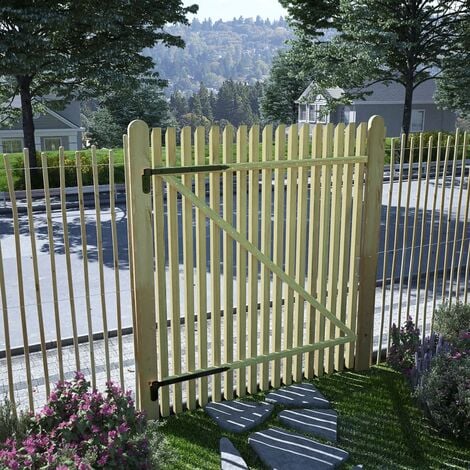 Portail de jardin en piquets Bois de pin imprégné 100x125 cm