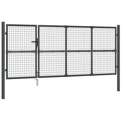 Portail de jardin grillagé Anthracite 350 x 125 cm Acier galvanisé