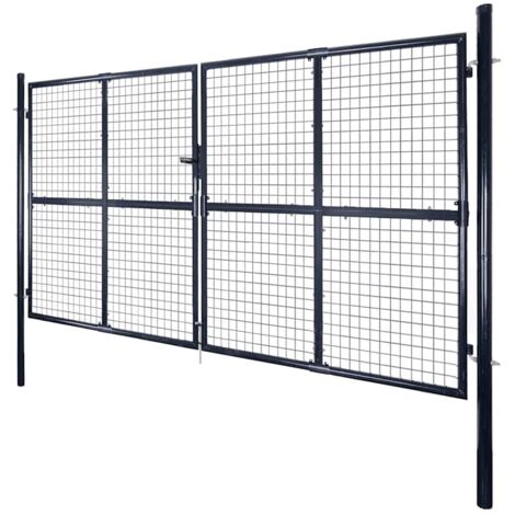 Portail de jardin grillagé en acier galvanisé gris 300 x 200 cm