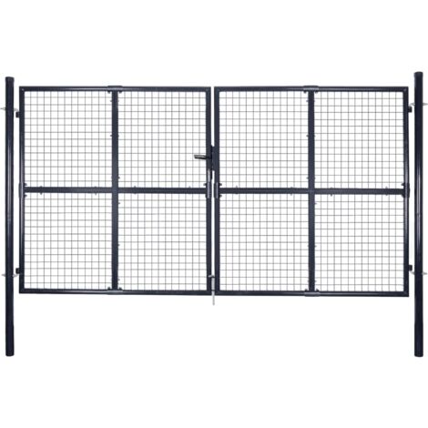 Portail de jardin grillagé en acier galvanisé gris 300 x 200 cm vidaXL