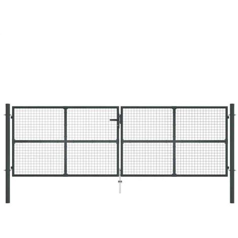 Portail de jardin grillagé en acier galvanisé gris 400 x 125 cm