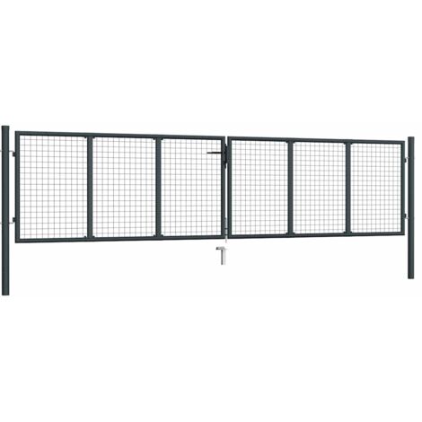 Portail de jardin grillagé en acier galvanisé gris 400 x 75 cm