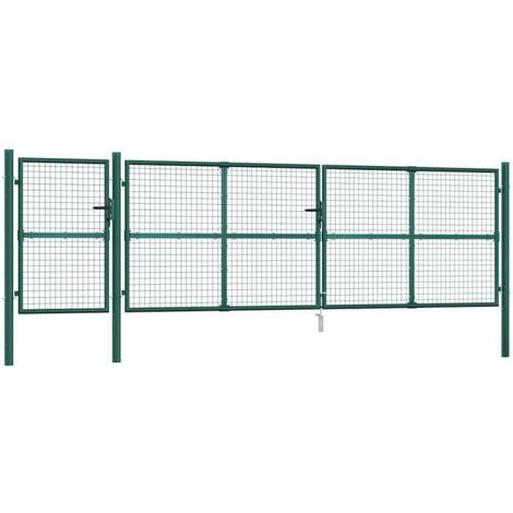 Portail de jardin grillagé vert 500 x 125 cm en acier galvanisé