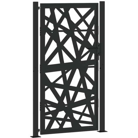 Portail de jardin noir 100x175 cm en acier léger