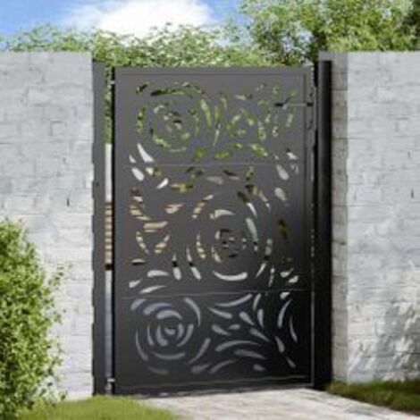 Portail de jardin noir 105x130 acier conception de flamme
