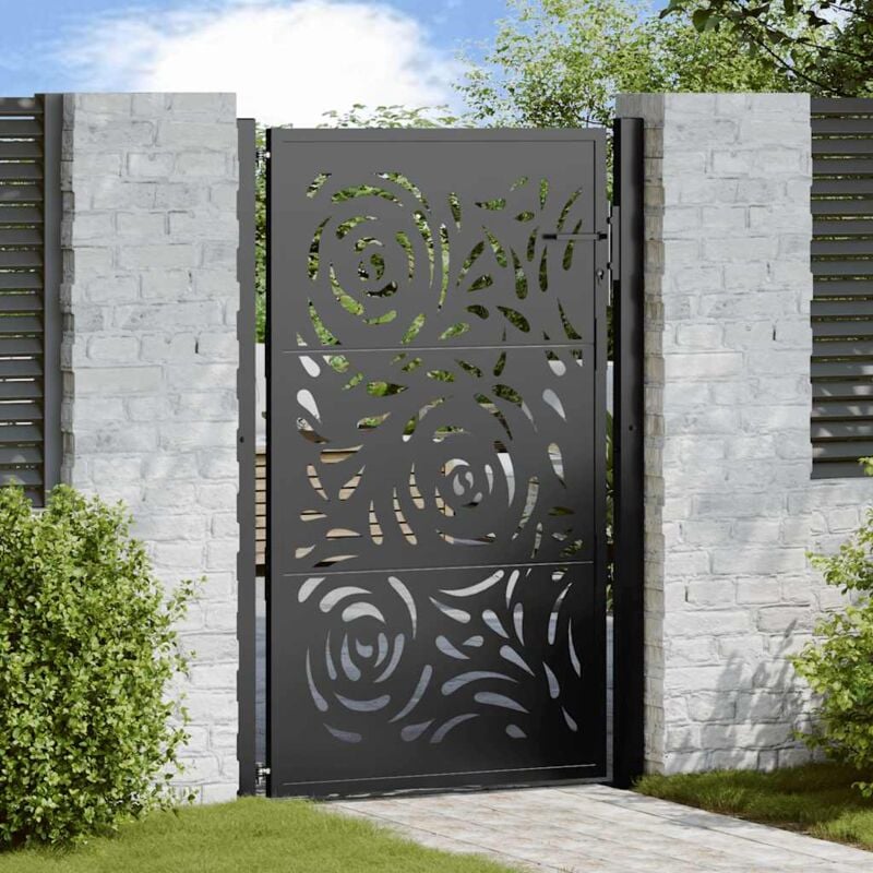 Vidaxl - Portail de jardin noir 105x155 cm acier conception de flamme
