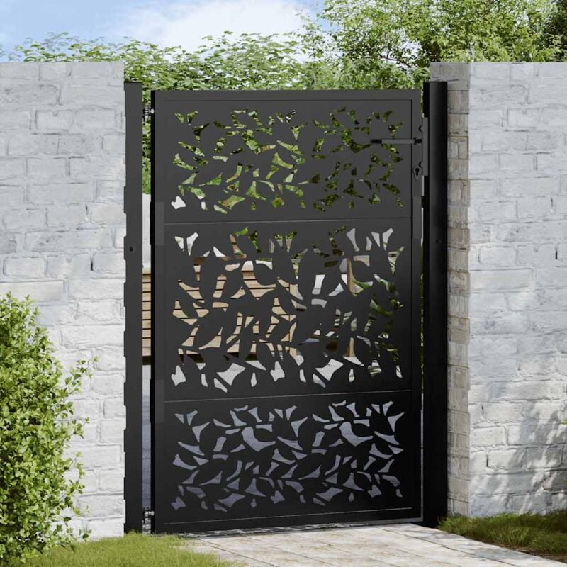 Vidaxl - Portail de jardin noir 105x130 cm acier conception de feuilles