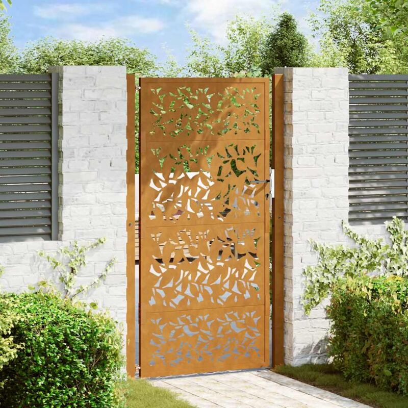 Vidaxl - Porte de jardin acier résistant aux intempéries design feuilles