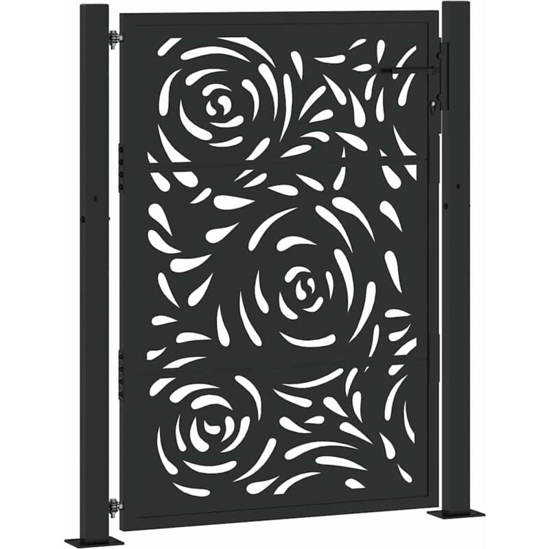 vidaXL Portail de jardin noir 105x130 cm acier conception de flamme